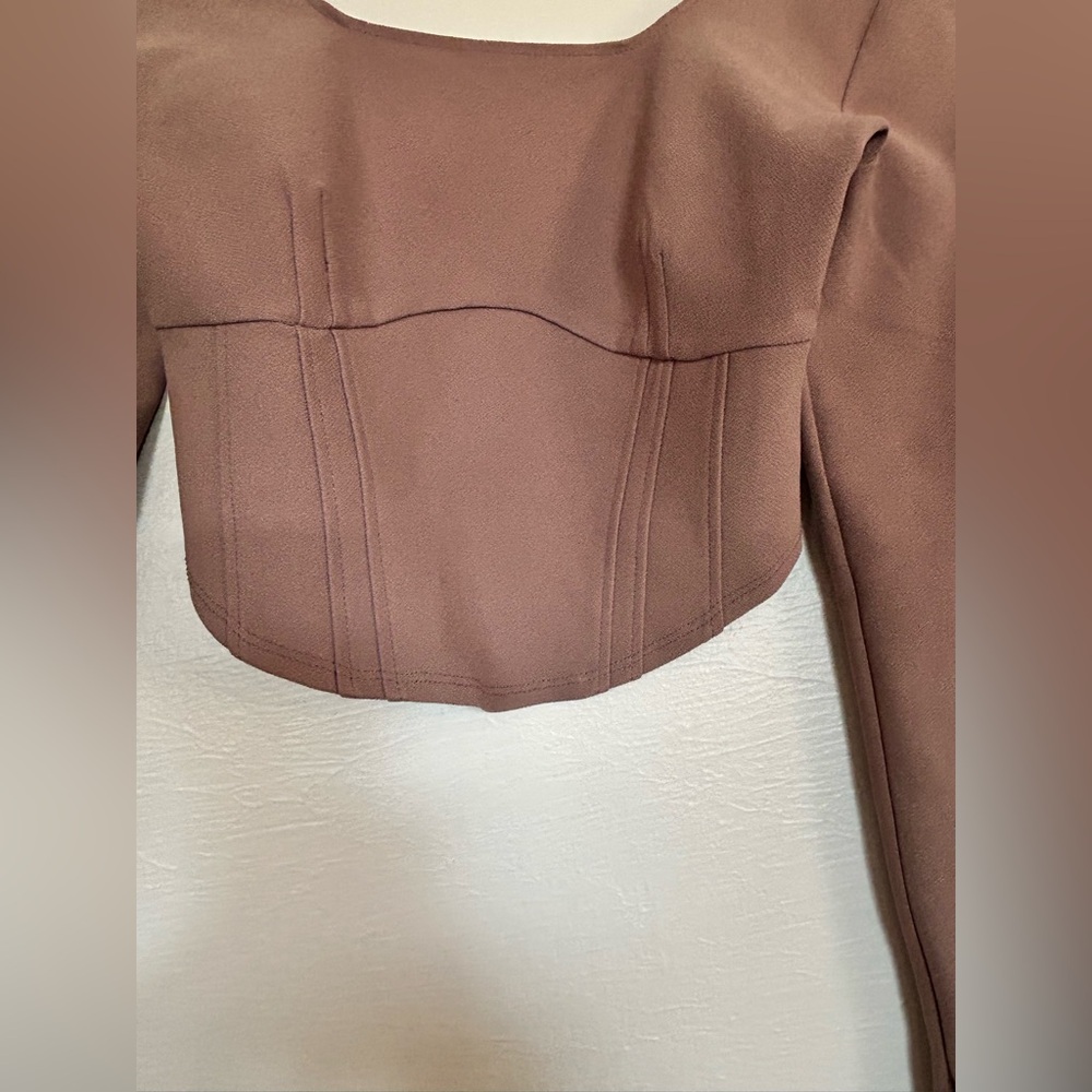 Abercrombie & Fitch brown cropped corset top long sleeve xs - Picture 5 of 6